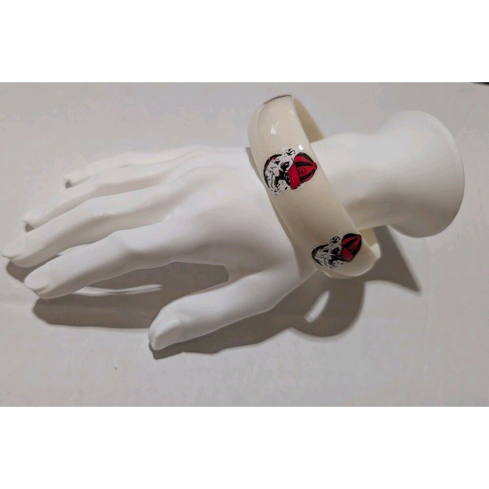Vintage University of Georgia Bulldogs Bangle Bracelet Uga Mascot Lucite